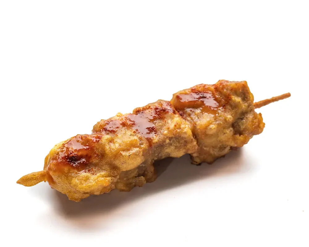 Tapa vegana de Viva Chapata para Tapapiés:  brocheta de seitán casero